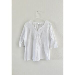 Papillon Los Angeles Embroidered Blouse Womens Large White Cotton Boho Lace Top